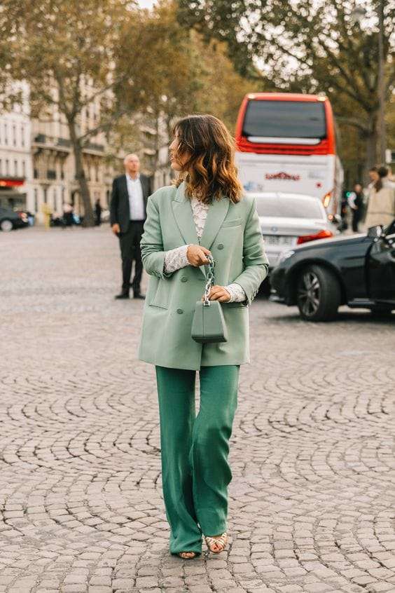 green suit tailored trousers